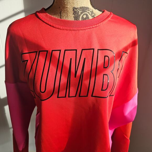 ZUMBA Red And Pink Block Sweatshirt New Without Tags - Picture 5 of 8